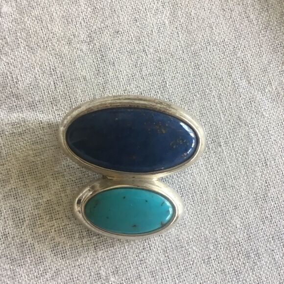 Sterling Silver, Turquoise and Lapis Pendant - Picture 1 of 6